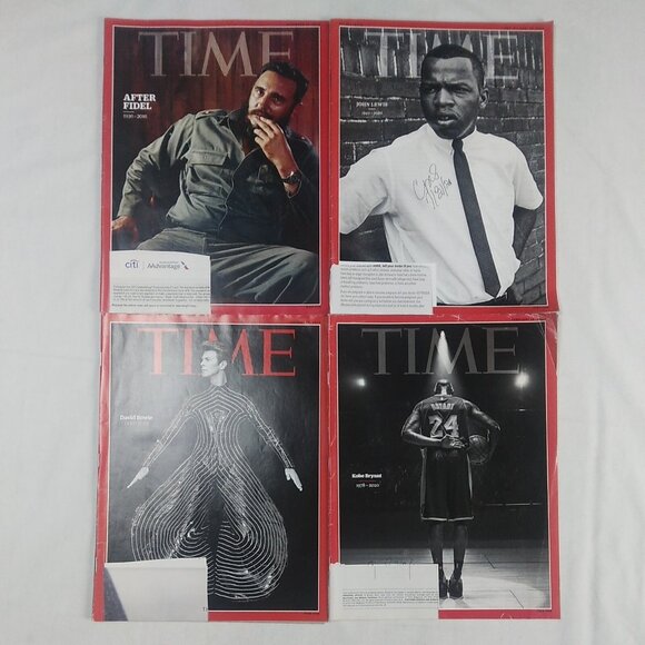 time life Other - Lot of 4 Tribute Themed TIME Magazines 2016-2020 Kobe Bryant David Bowie Fidel